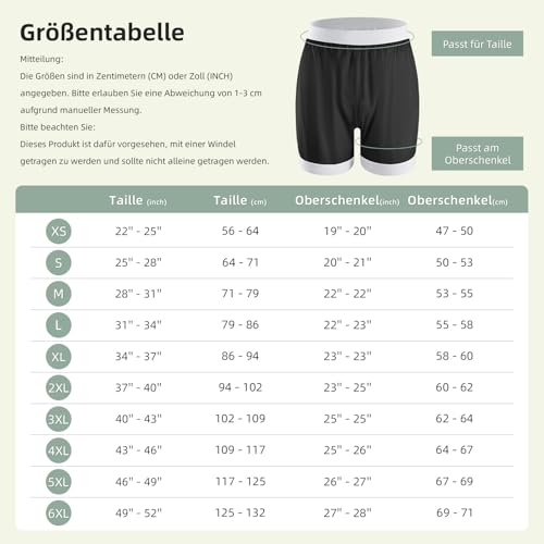 Carer 2 Stück Inkontinenz-Auslaufsichere Unterwäsche Boxershorts für Erwachsene Plastik-Windelhülle Waschbare Wiederverwendbare Wasserdichte InkontinenzUnterwäsche Boxershorts Unisex Schwarz Größe L