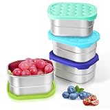 Tanjiae 4Pack 8oz Small (1 CUP) Stainless Steel Snack Containers for Kids | Reusable Easy Open Toddler Snack Containers with Silicone Lids | Stackable Toddler Lunch Box for Daycare, School and Travel