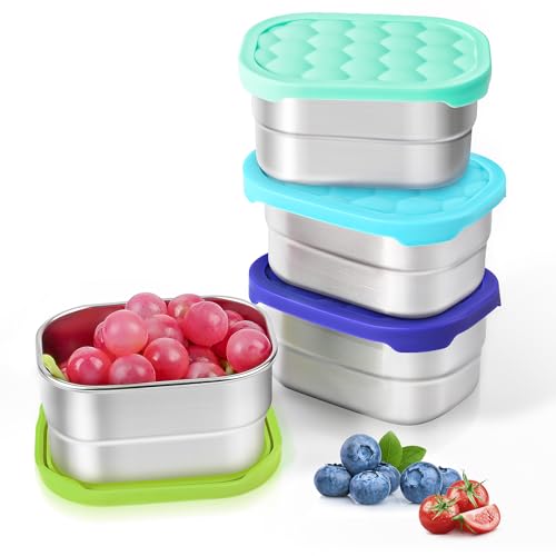 4-Pack Stainless Steel Snack Containers for Kids