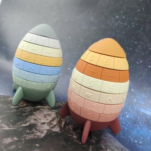 predolo Spacecraft Stacking Toy Hand-Eye, Morandi Green, Rocket Building Blocks Toy Transparent PE Bag Packaging - 5