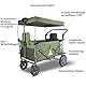 TOPWELL Bollerwagen Faltbar mit Dach, Multifunktionaler Transport-Handwagen mit Bremsen, Vorderrädern 360°, Tragfähigkeit 120kg (grün)