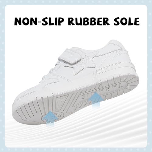 Boys Girls White Sneakers Unisex-Kids Classic Skateboarding Shoes3