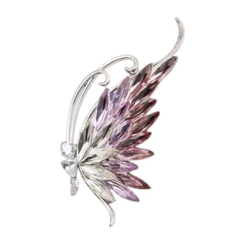 Delicate Butterfly Shape Brooch with Shimmering Blue Crystals Stylish Lightweight Design for Daily or Formal Occasions Crystal B