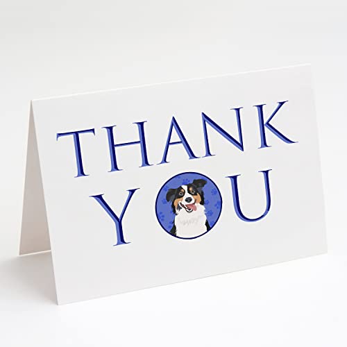Caroline's Treasures CK8920GCA7P Australian Shepherd Black Tricolor #2 Thank You Greeting Cards and Envelopes Pack of 8 Blank Cards with Envelopes Whimsical A7 Size 5x7 Blank Note Cards