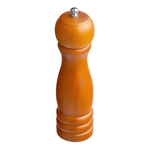 OCS Parts Pro Series Brown Wooden Pepper Mill with Adjustable Grinder | 8-Inch Traditional Salt or Pepper Mill for Home Kitchens, Restaurants or Catered Events