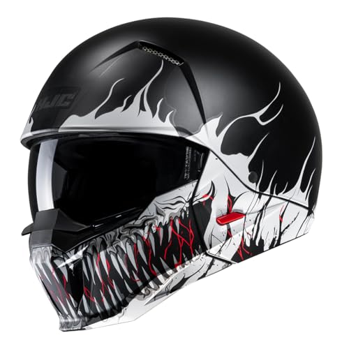HJC vus offre il suo casco jet I20 - SCRAW: Realizzato in composito di policarbonato noto per la sua resistenza Chiusura del sottogola tramite fibbia micrometrica rapida ed efficace Protezione solare integrata ad ampia visione HJ-V10