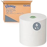 Kleenex Rouleaux d'essuie mains en papier 6646   rouleaux d'essuie mains en papier E Roll grand format   6 x rouleaux de 250 m d'essuie mains en papier blanc (1 500 m au total)