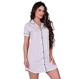 Camisola Americana com Botões Amamentação Blogueira Tamanho:G;Cor:Cinza;Genero:Mulher