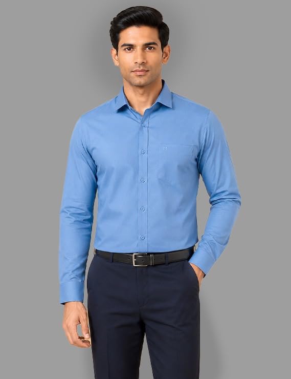 Image of Men's Solid Plain Formal Shirt | Regular Fit Full Sleeve Wrinkle Resistant Spread Collar Shirt | Office Wear, Business Wear & Casual Wear