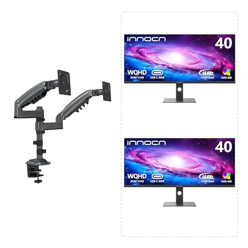 Image of INNOCN Dual Monitors with Arm - 2 x 40 3440 x 1440P 144Hz WQHD IPS USB C Monitors + 1 x Dual Monitor Arm