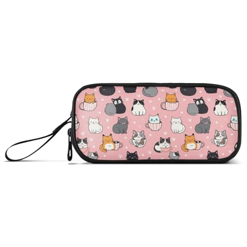 Image of Caikeny Pencil Case Cats Colorful Heart Pen Bag Large Capacity Pencil Box Pen Pouch with Zipper Cosmetic Organizer for Kids Teens Adults