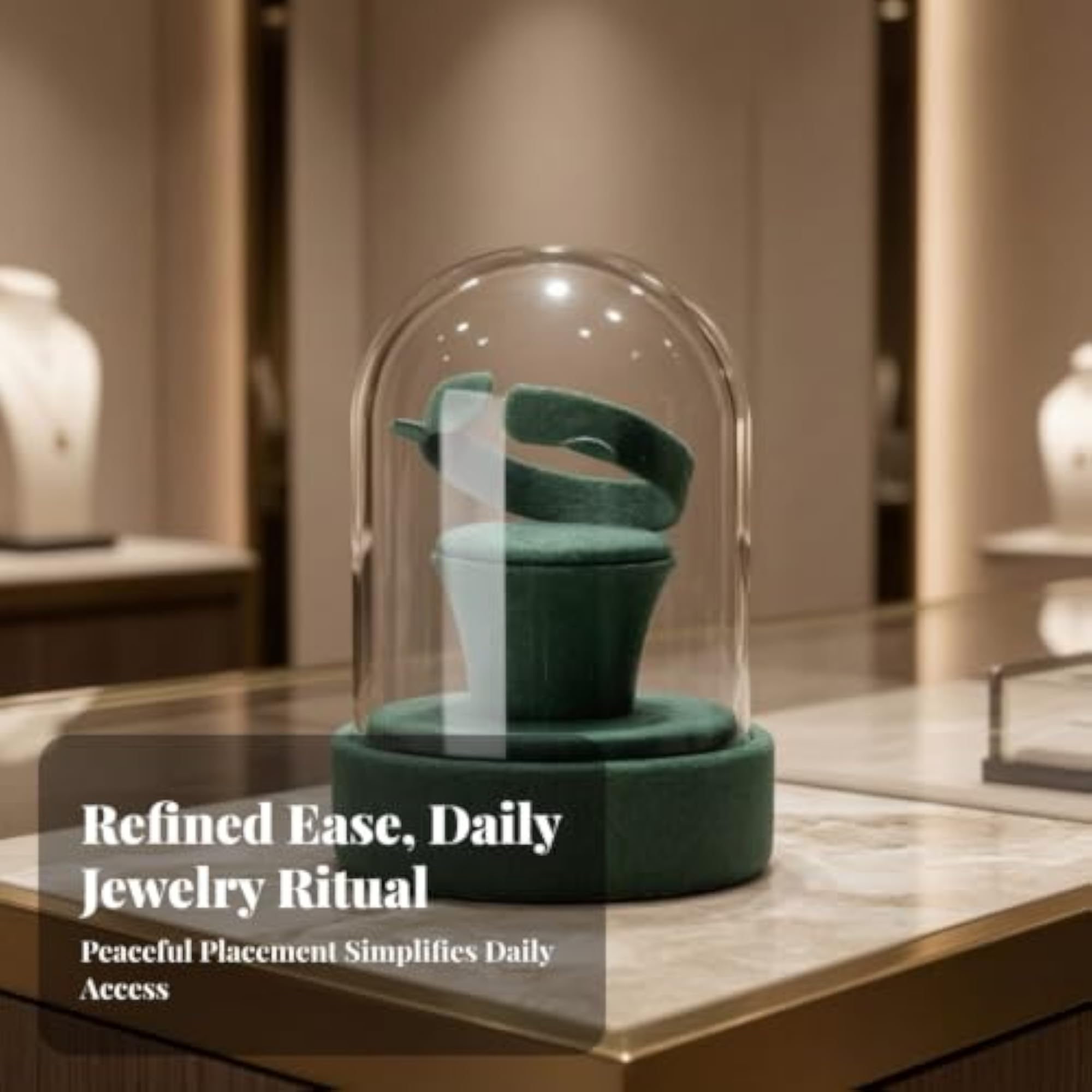 Elegant Jewelry Display with Glass Dome, Sophisticated Pedestal