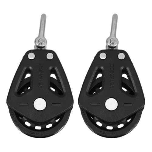 UKCOCO 2pcs Nylon Stainless Steel Double Pulley Block, Swivel Bearing, Marine and Sailboat, Weight Cable Systems, Gym Equipment, Black, 3.81 x 2.04 x 0.86 Inch
