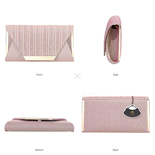 Ao Ali Victory Glitter Clutch Purses For Women Evening Bags Clutches Flap Envelope Handbags Large Wedding Party Prom Purse - Pink #TOP2