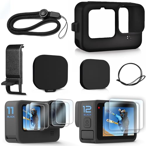 FitStill Silicone Sleeve Protective Case for Go Pro Hero 12/Hero 11/Hero 10 /Hero 9 Black, Battery Side Cover & Lens Caps & Screen Protectors & Lanyard for Hero12/11/10/9 Accessories Kit by FiTSTILL - Image 8