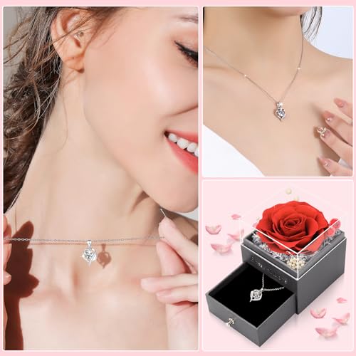 CSYY Rose éternelle (Collier rouge et argent 925) – vue 5