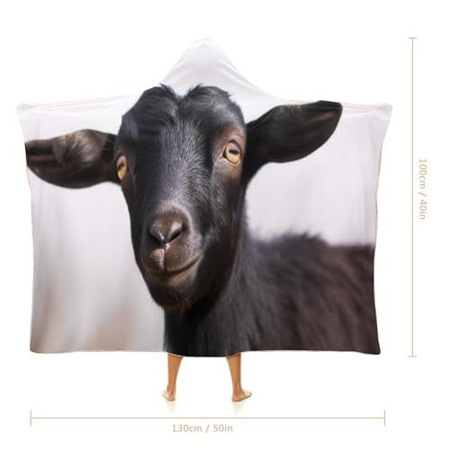 Cape à capuche imprimé chèvre noire pour voyage et bureau - 2