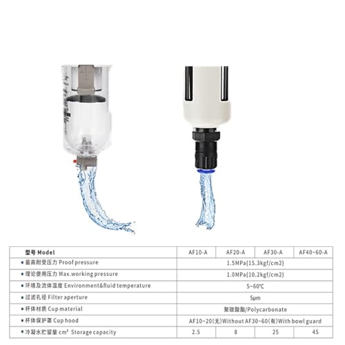 Filtre à air pour compresseur AF2000-02D BSPT avec support AF50-10-A de coupelle