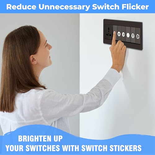 Image of Trueflair Stickers for Switch Board for Home Wall Switches, Contain All Common Switch Stickers (Black and White)