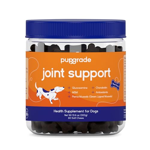 PupGrade Joint Support Supplement for Dogs - Natural Glucosamine Chondroitin with MSM - Hip & Joint Pain Relief - Recommended for Hip Dysplasia, Arthritis & Joint Disease - USA Tested - 60 Chews