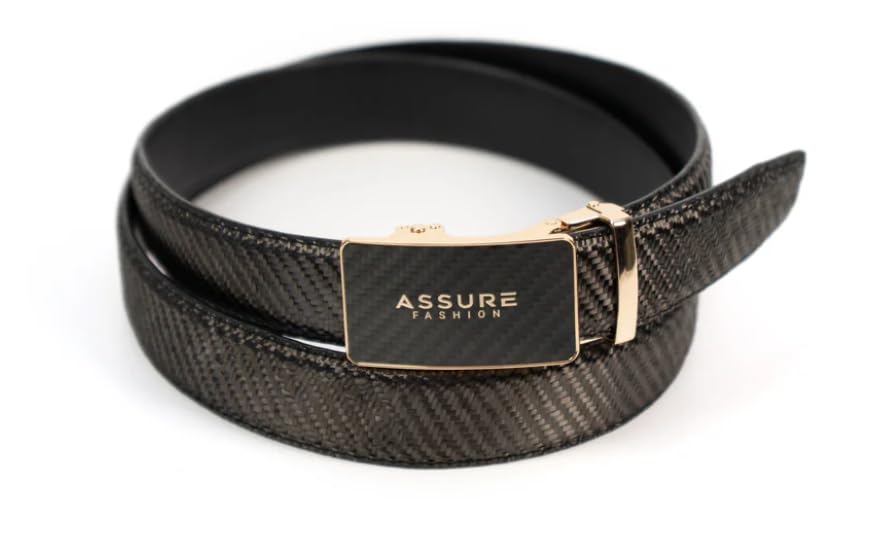 Ceinture à cliquet élégante en cuir carbone pour homme et femme