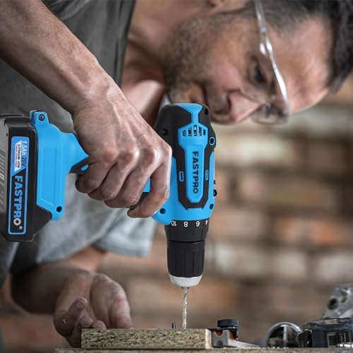 FASTPRO 232-Piece 20V Cordless Drill Driver & Home Tool Set, Home Repairing Tools Kit with Drill, 12-Inch Wide Mouth Open Storage Bag, Blue thumbnail 2