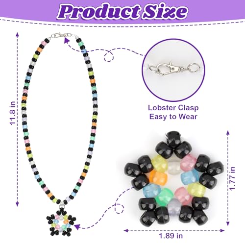 3/6Pcs Colorful Star Rave Kandi Necklace Stretch Y2K Beaded Necklaces Plastic Charm with Lobster Clasp Rave Jewelry EDM Party Favor for Friends Music Party Festival Costume ——Rainbow/Glow In The Dark2