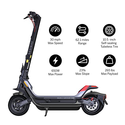 Segway Ninebot P100S Electric Kick Scooter- 1350W Motor, 62.1 Miles Range & 30 MPH, 10.5" Tires, Dual Suspension & Brakes, W. Capacity 265lbs, Commuter Electric Scooter for Adults - Thumbnail 2