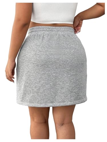 SOLY HUX Women's Plus Size Mini Skirt Drawstring High Waisted Casual Summer Skirts with Pockets2