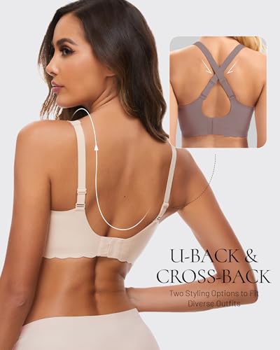 Image of Deep V Petal Bras for Women No Underwire Soft Wireless Bras Comfort Seamless Bralettes with Extender