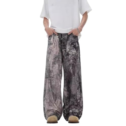 Baggy Jeans Men Tie Dye Camo Wide Leg Denim Pants Washed Parachute Streetwear for Skater Jeans Hip Pop