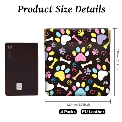 Peacoblue 4Pcs Small Leather Squeeze Coin Purse for Women-cats and dogs Pattern Waterproof & Durable Change Pouch Mini Money Wallet,Best Gift for Adult Girls2