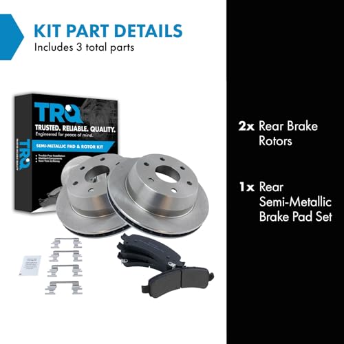 Image of TRQ Rear Semi Metallic Brake Pad and Rotor Set