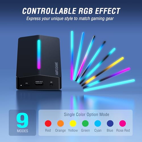 Image of Fifine AmpliGame Video Capture Card, HD 1080 60fps for Audio Video, Gaming, Live Streaming, 4K HDMI to USB Capture Card Compatible with PS4 /Windows /Mac OS /Switch /Xbox-V3 | 1080p 60fps capture, 4K 30fps, Flowing RGB Lighting, 3.5mm audio input, for PS5, PS4, Switch, Xbox, Windows, macOS