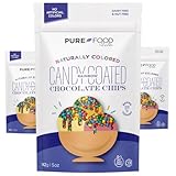 Pure Food By Estee Natural Rainbow Candy Coated Chocolate Chips, 5oz (3 Pack) | Cosmic Brownie Sprinkles | Vegan | Mini Colored Chips for Baking | Soy Free, Gluten Free, Dairy Free, Nut Free
