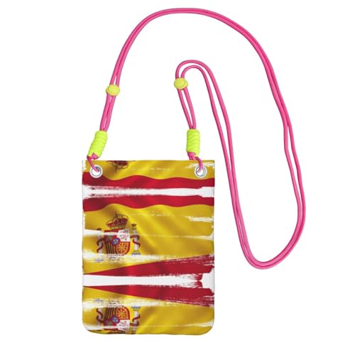 KAPPTYY Bolsa universal para teléfono móvil con estampado de bandera de España para exteriores, bolsillo para dispositivos adecuados para cualquier teléfono, fucusia, Talla única