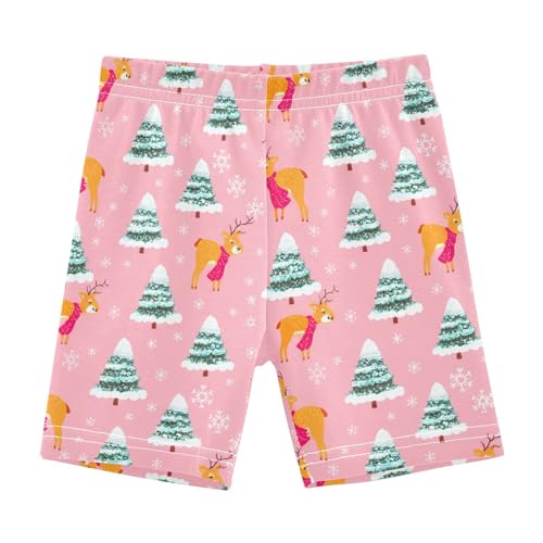 Snowflake Deer Trees Girls Bike Shorts Toddler Athletic Dance Under Skirts Dance Shorts for Sports,4T
