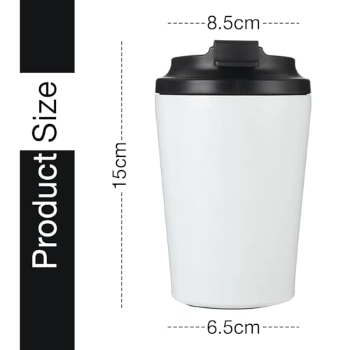Image of Stvin 380ml Insulated Coffee Mug Travel, Stainless Steel Tumbler with Leak-Proof Lid, Reusable Thermal Cup for Hot & Cold Drinks, Car, Office, Camping & More (3rd White)