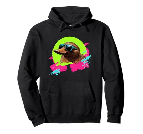 Funny Mens & Womens 80s Retro Vintage Platypus Lover Felpa con Cappuccio