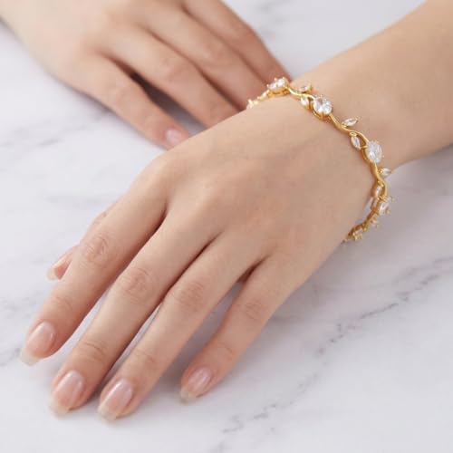 Image of SALTY Tulip Bracelet for Women Anti Tarnish | Fancy Floral Bracelet | Jewellery Gifts | Hand Band | Fashion Accessories for Girls | Minimal Jewelry Design | Gift for Rakhi | Gift for Diwali, Christmas, Marriage, Birthday
