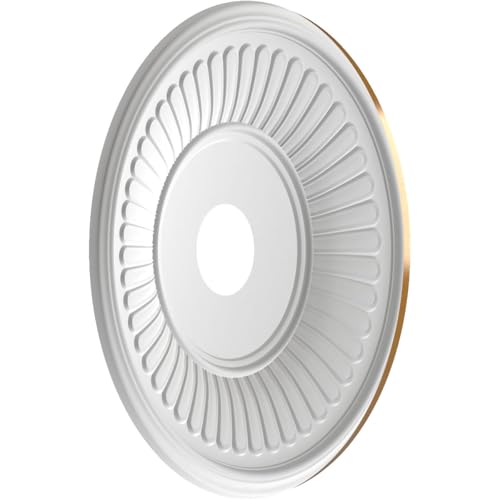 Image of Ekena Millwork CMP19BEDVG Berkshire Thermoformed PVC Ceiling Medallion (Fits Canopies up to 8 3 /8 inch), 19 inchOD x 3 1 /2 inchID x 1 inchP, Universal Aged Metallic Vintage Gold