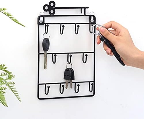TSLBW Keys Holder Decorative Wall Mounted 11-Hook Key & Lanyard Rack Organizer Metal Key Holder Functional Key Rack Organiser for Entryway, Kitchen, Mudroom, Home Office Organization black