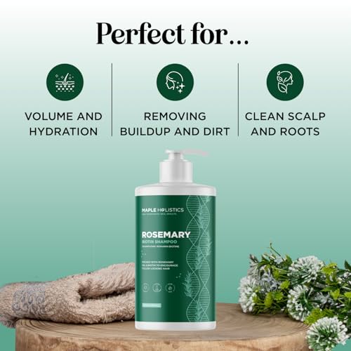 Image of Volumizing Biotin and Rosemary Shampoo - Vegan Rosemary Biotin Shampoo for Thinning Hair for Women and Men with Nourishing B Vitamins & Tea Tree Oil - Paraben Silicone & Sulfate Free (25 Fl Oz)