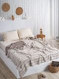 Sahra Home - 100 prozent Baumwolle Musselin Decke – 4-lagig, Doppelseitig verwenbar, Bio-Färbung, King Size 220x240 cm – Handgefertigt – Tagesdecke und Sofaüberwurf – Perfekt für den Sommer – Türkische Qualität