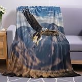 Blau Kuscheldecke Flauschig 80 x 120 cm Tier Fliegender Adler Druck Mikrofaser Weich Warm Fleecedecke Sofadecke Couchdecke Wohndecke Bettdecke Tagesdecke
