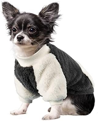 LESYPET Dog Sweaters for Small Dogs, Fleece Dog Sweater Small Dog Clothes Warm Puppy Coat Dog Pullover for Small Dogs Girl Boy, Grey Medium