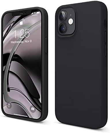 elago Liquid Silicone Case Designed for iPhone 12 Mini (5.4"), Premium Silicone, Full Body Protection : 3 Layer Shockproof Cover Case (Black)