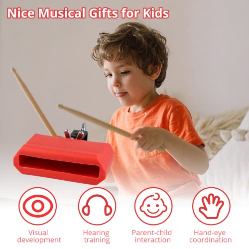 Jam Block, Plastic Cowbell Jam Drum Block With A Drumstick, Musical Percussion Block With Adjustable Mounting Bracket, Latin Drum Instrument, Red #TOP6
