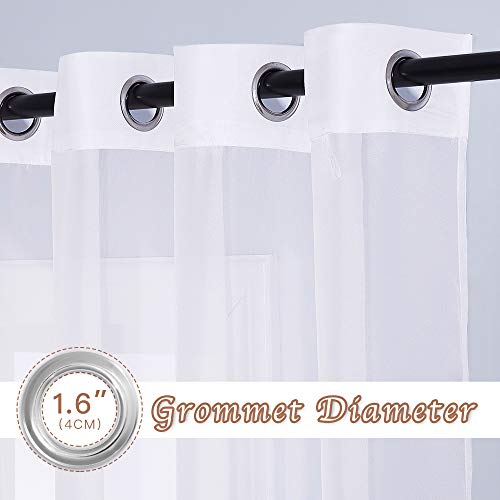 Image of NICETOWN Sheer Curtains Extra Long and Wide W70 x L108 for Living Room Windows, Grommet Voile Sheer Textured Window Drapes for Sliding Glass Door /Villa, White, Set of 2