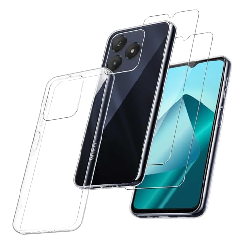 3 in 1 Cover Compatibile con Wiko T20 6.56 e 2 Pezzi Vetro Temperato Pellicola Protettiva Trasparente Morbido Custodia Protettivo Protezione Case silicone tpu